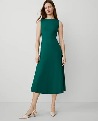 Ann Taylor The Boatneck Midi Dress Textured Drape Fresh Evergreen Women's