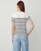 Ann Taylor Striped Sweater T-Shirt Navy/White Women's