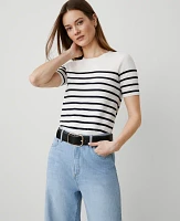 Ann Taylor Striped Sweater T-Shirt Navy/White Women's