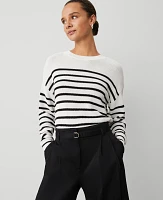 Ann Taylor Petite Weekend Collection Striped Wedge Sweater White/Black Multi Women's