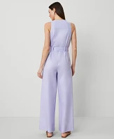 Ann Taylor Belted Sleeveless Jumpsuit Lilac Bud Women's