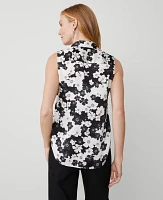 Ann Taylor Floral Sleeveless Essential Shirt Black Women's