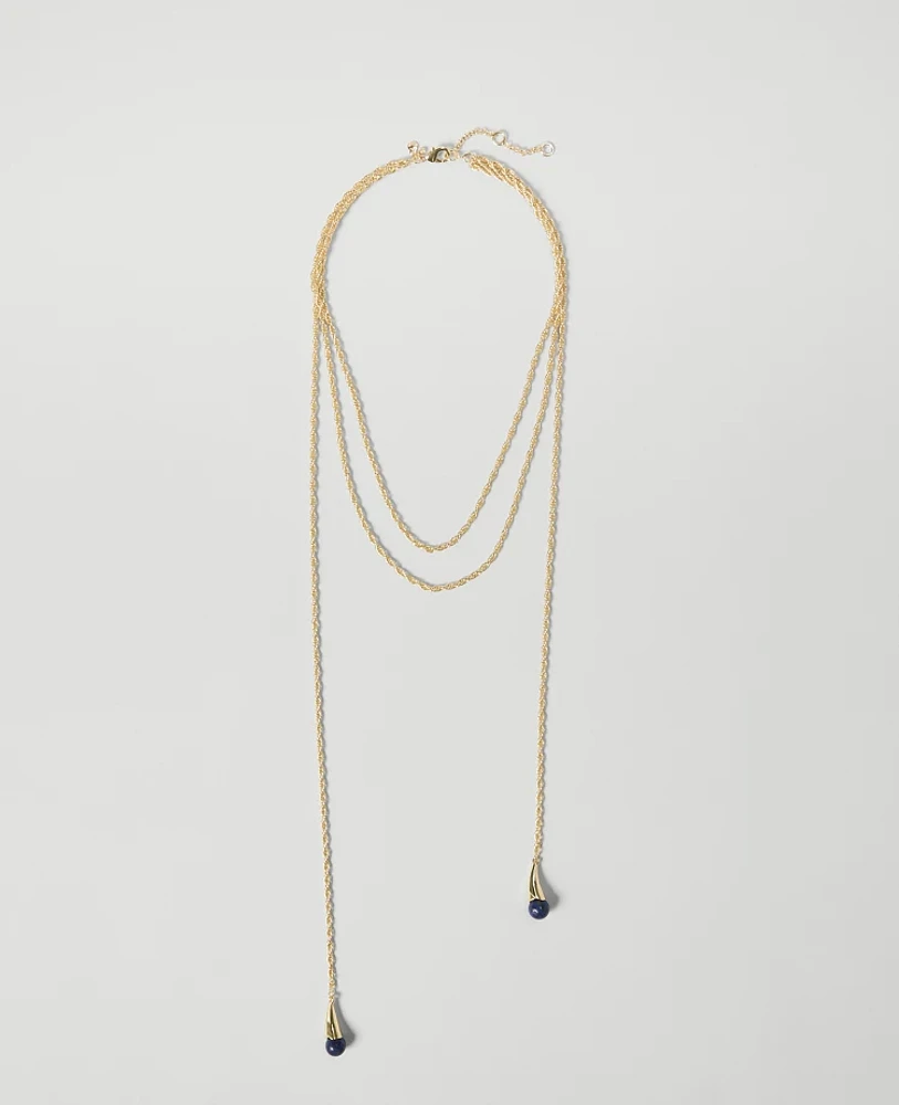 Ann Taylor Triple Gem Necklace Goldtone Women's