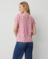 Ann Taylor Floral Mixed Media T-Shirt Enchanted Pink Women's