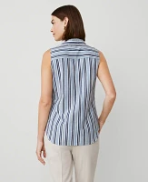 Ann Taylor Striped Sleeveless Essential Shirt Soft Indigo Women's