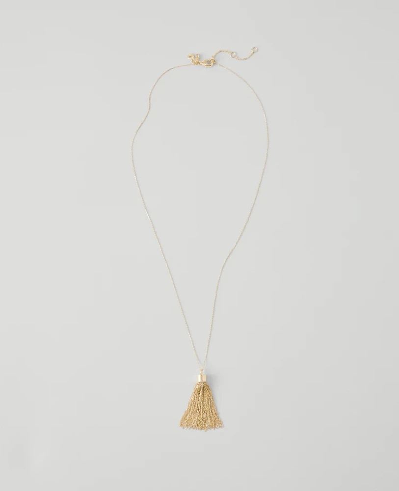 Ann Taylor Tassel Necklace Goldtone Women's