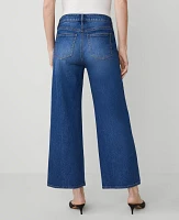 Ann Taylor The Petite Wide-Leg Crop Jean Bright Medium Stone Wash Women's