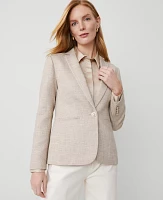 Ann Taylor The Hutton Blazer Shimmer Tweed Mixed Beige Women's