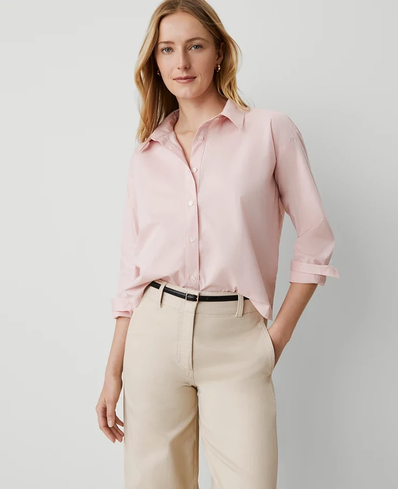 Ann Taylor Weekend Collection Drop Shoulder Shirt Size XL Berry Mousse Women's