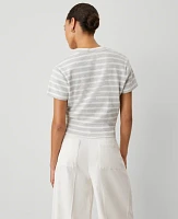 Ann Taylor Weekend Collection Striped Twist Front T-Shirt Frosted Heather Women's