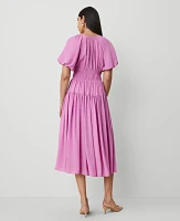 Ann Taylor Petite Split Neck Midi Dress Orchid Glow Women's