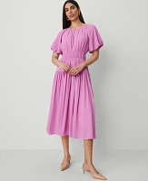 Ann Taylor Petite Split Neck Midi Dress Orchid Glow Women's