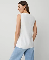 Ann Taylor Linen-Blend Vest Top White Women's