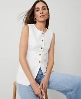 Ann Taylor Linen-Blend Vest Top White Women's