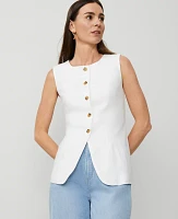 Ann Taylor Linen-Blend Vest Top White Women's