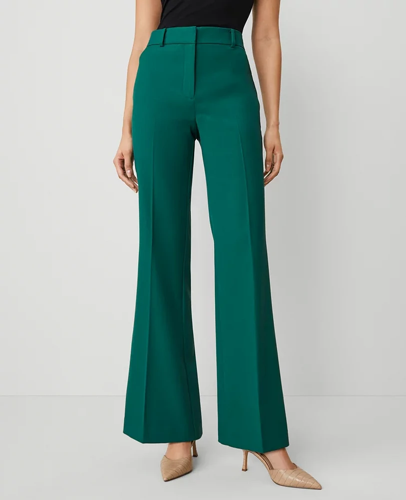 Ann Taylor The Flare Trouser Pant Textured Drape — Curvy Fit Fresh Evergreen Women's