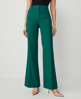 Ann Taylor The Flare Trouser Pant Textured Drape — Curvy Fit Fresh Evergreen Women's