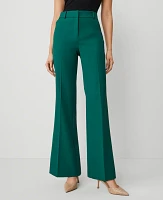 Ann Taylor The Flare Trouser Pant Textured Drape — Curvy Fit Fresh Evergreen Women's