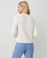 Ann Taylor Geo-Stitch Cardigan Winter White Women's