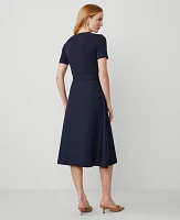 Ann Taylor Mixed Media Flare Midi Dress Women's