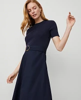 Ann Taylor Mixed Media Flare Midi Dress Women's