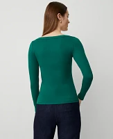 Ann Taylor Square Neck Top Fresh Evergreen Women's