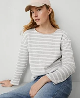 Ann Taylor Weekend Collection Striped Relaxed Top Frosted Heather Women's