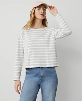 Ann Taylor Weekend Collection Striped Relaxed Top Frosted Heather Women's