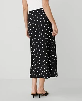 Ann Taylor Petite Dotted Crepe Button Midi Skirt Black Women's