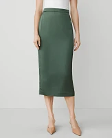 Ann Taylor Petite Crepe Column Midi Skirt Topiary Green Women's