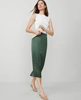 Ann Taylor Petite Crepe Column Midi Skirt Topiary Green Women's