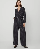 Ann Taylor Dotted Wrap Jumpsuit Black Women's