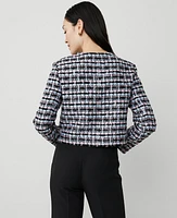 Ann Taylor Petite Striped Tweed Cropped Jacket Orchid Breeze Women's