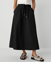 Ann Taylor Petite Weekend Collection Voile Drawstring Midi Skirt Black Women's