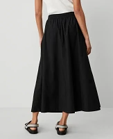 Ann Taylor Petite Weekend Collection Voile Drawstring Midi Skirt Black Women's