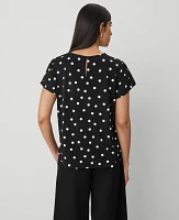 Ann Taylor Petite Dotted Mixed Media T-Shirt Black Women's