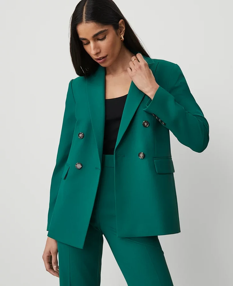 Ann Taylor The Petite Tailored Blazer Textured Drape Fresh Evergreen Women's