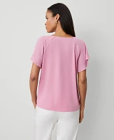 Ann Taylor Raglan Mixed Media Top Enchanted Pink Women's