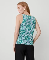 Ann Taylor Floral Mixed Media Tank Top Mellow Mint Women's