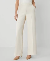 Ann Taylor The Side-Zip Wide-Leg Pant Fluid Crepe Ivory Whisper Women's