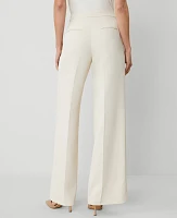 Ann Taylor The Side-Zip Wide-Leg Pant Fluid Crepe Ivory Whisper Women's