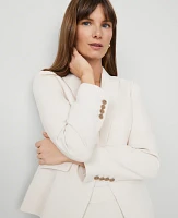 Ann Taylor The Shorter One Button Blazer Fluid Crepe Ivory Whisper Women's