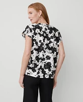 Ann Taylor Floral Mixed Media Top Black Women's