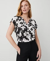 Ann Taylor Floral Mixed Media Top Black Women's