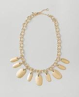 Ann Taylor Metal Charm Statement Necklace Goldtone Women's