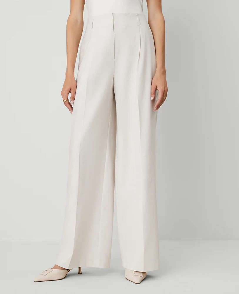 Ann Taylor The Petite Wide-Leg Pant — Curvy Fit Tan Texture Women's