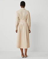 Ann Taylor Pleated Midi Shirtdress Toasted Oat Women's