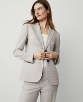 Ann Taylor The Petite Greenwich Blazer Plaid Cashew Beige Women's