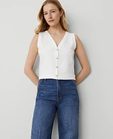 Ann Taylor Knit V-Neck Vest White Women's