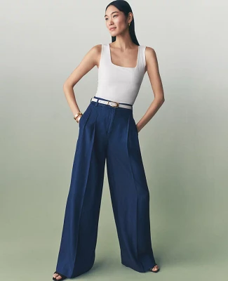 Ann Taylor The Petite Wide-Leg Pant Refined Denim Royal Indigo Women's